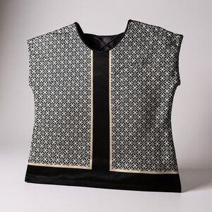 Christopher & Banks Black and White Patterned Blouse